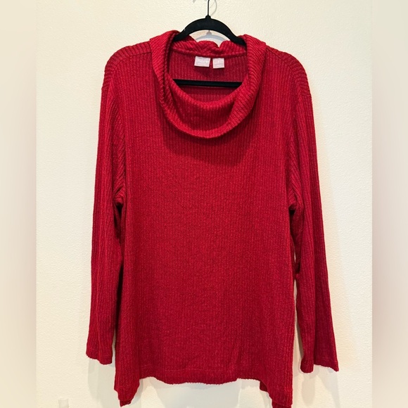 Chico's Vibrant Red Cowl Neck Sweater - Picture 1 of 4